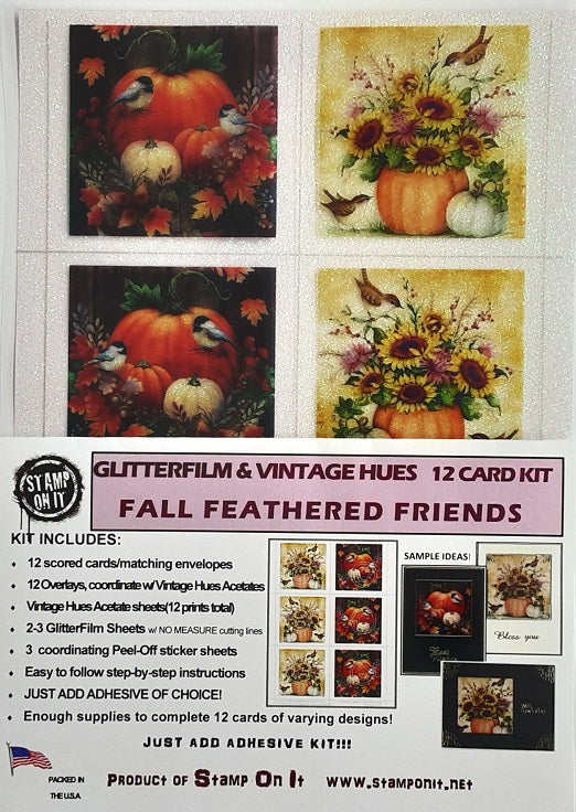 GlitterFilm & Vintage Hues 12 Card Kit Fall Feathered Friends