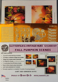 GlitterFilm & Vintage Hues 12 Card Kit Fall Pumpkin Scene