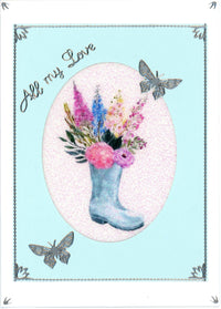 GlitterFilm & Vintage Hues 12 Card Kit Flowering Boots