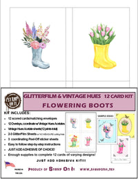 GlitterFilm & Vintage Hues 12 Card Kit Flowering Boots