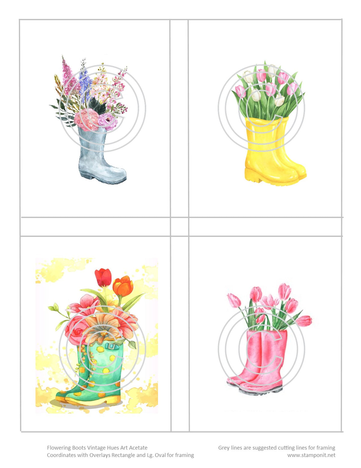 GlitterFilm & Vintage Hues 12 Card Kit Flowering Boots