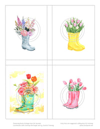 GlitterFilm & Vintage Hues 12 Card Kit Flowering Boots