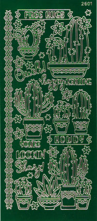 Succulents & Cactus Outline Sticker  4142 (Free Hugs)