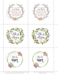 He Is Risen Wreath Squares, Vintage Hue Acetate