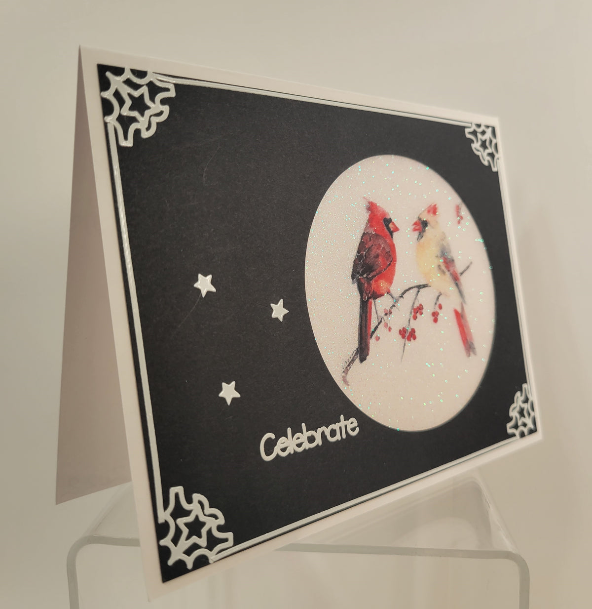 Holly Berry Cardinal Squares Vintage Hue Acetate