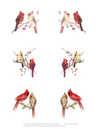 Holly Berry Cardinal Squares Vintage Hue Acetate