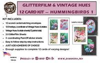 GlitterFilm & Vintage Hues 12 Card Kit Hummingbirds 1