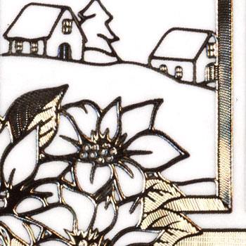 Sticker, Double Embossed Window w-Poinsetta 357054