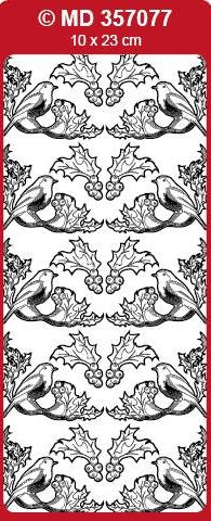 Sticker, Double Embossed Christmas Holly-Bird Corners  357077