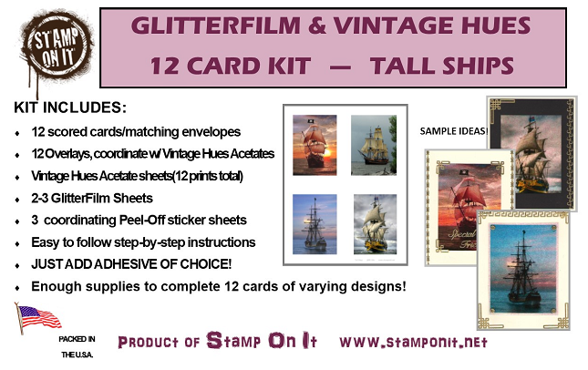 GlitterFilm & Vintage Hues 12 Card Kit Tall Ships