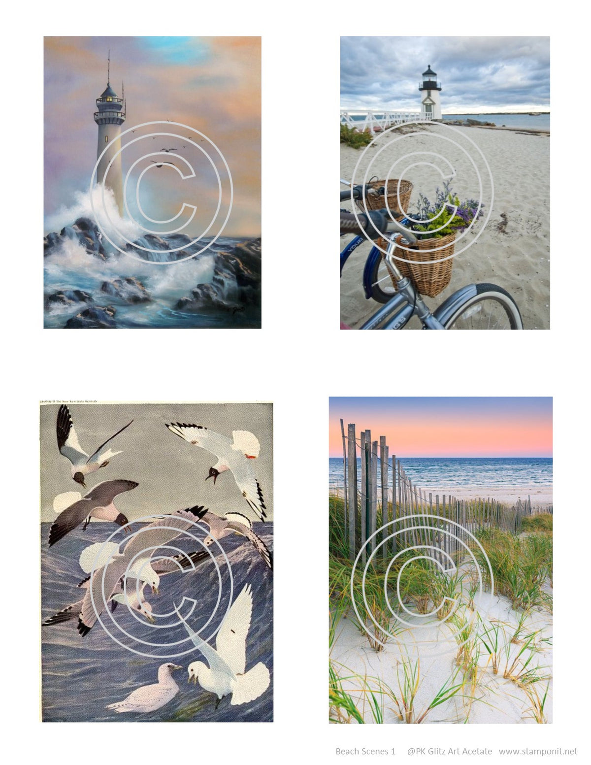 GlitterFilm & Vintage Hues 12 Card Kit Beach Scenes 1