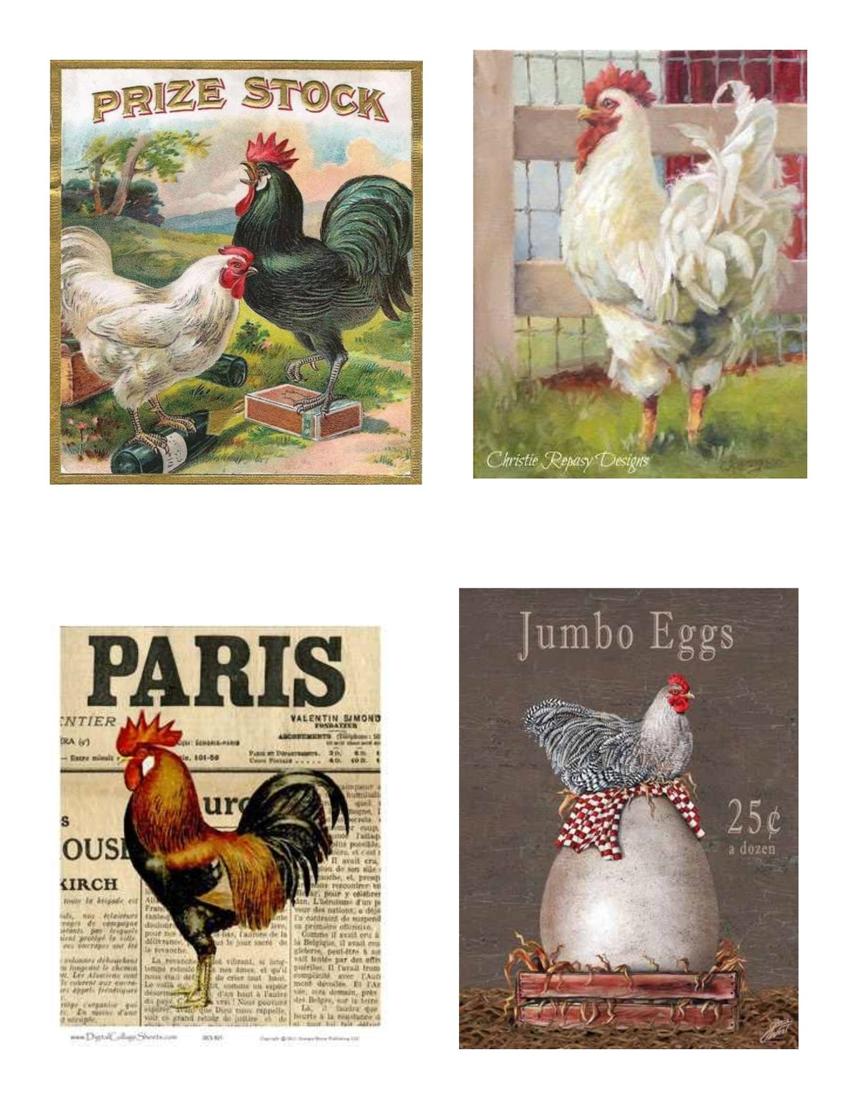 GlitterFilm & Vintage Hues 12 Card Kit Chickens 1