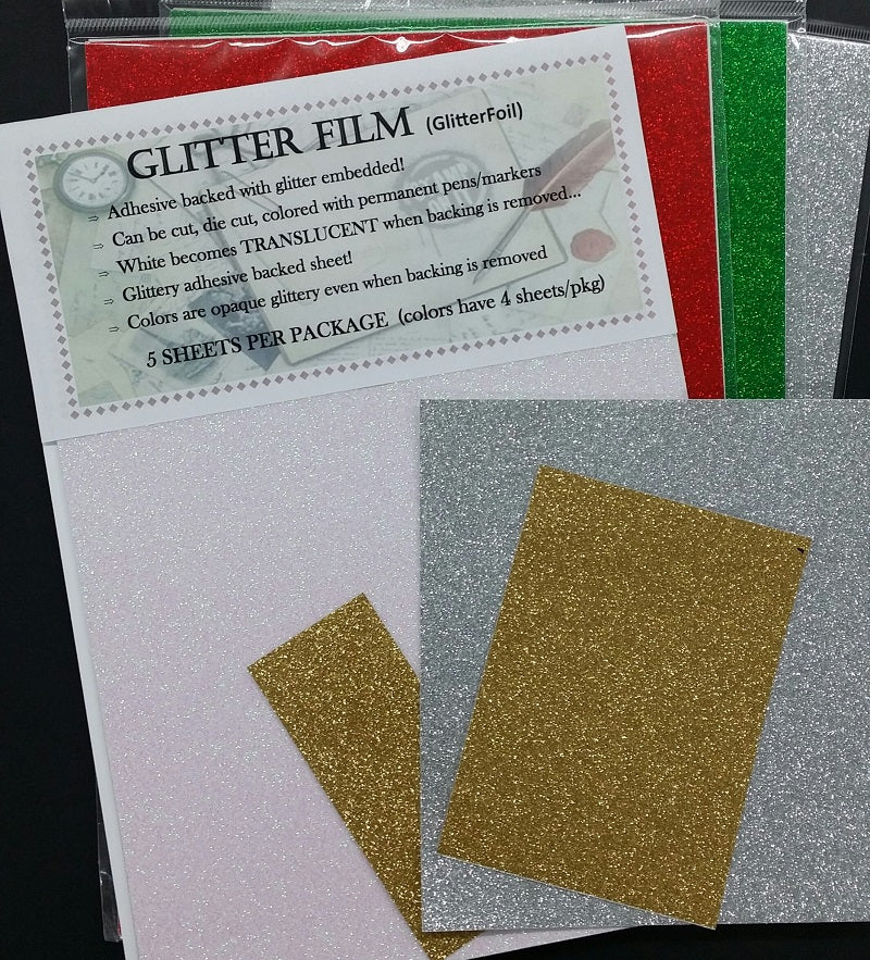 GlitterFilm pack, adhesive backed glitter sheets – Paper Crafting with  STAMP ON IT