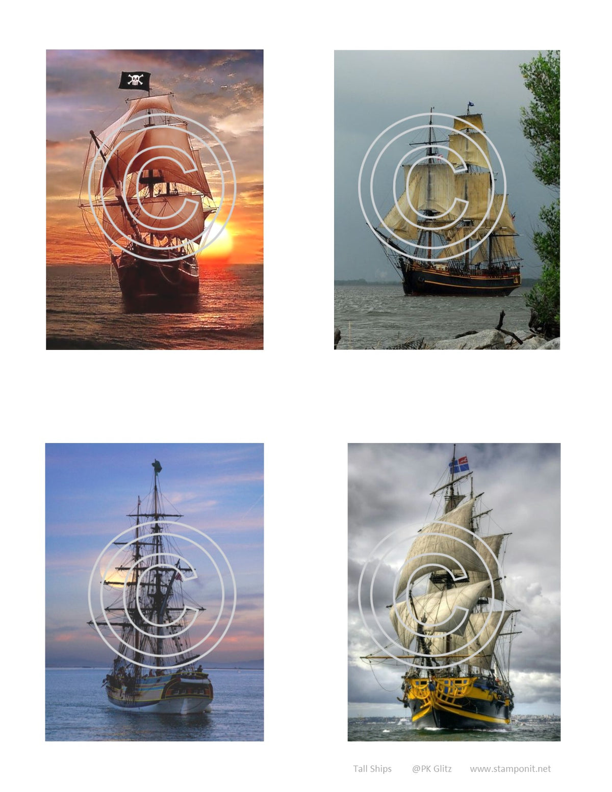 GlitterFilm & Vintage Hues 12 Card Kit Tall Ships
