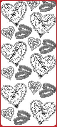 Marriage Doves w-Rings Outline Sticker  356425