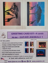 GlitterFilm and Vintage Hue 4 Card Kit Safari Animals 1
