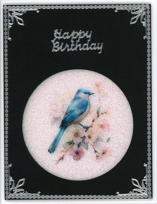 GlitterFilm and Vintage Hue 12 Card Kit Apple Blossom Bird Squares
