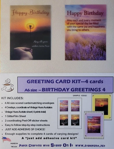 GlitterFilm and Vintage Hue 4 Card Kit Birthday Greetings 4