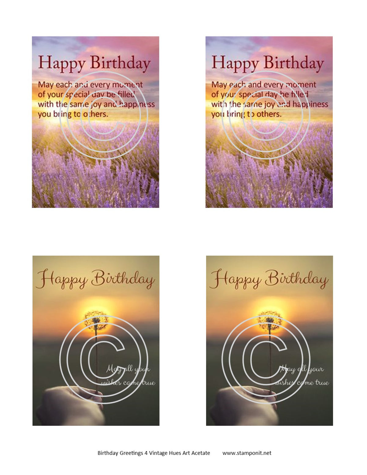 GlitterFilm and Vintage Hue 4 Card Kit Birthday Greetings 4