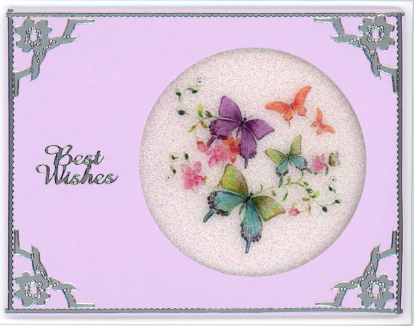 GlitterFilm & Vintage Hues 12 Card Kit Butterflies Flower Squares 2