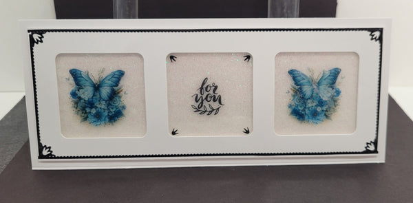 Butterflies Flower Squares 3 Slimline For You Greeting Vintage Hue Acetate