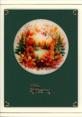 GlitterFilm and Vintage Hue 4 Card Kit Autumn Leaves Rounds