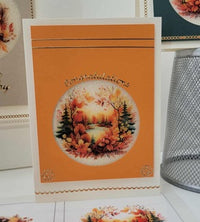 GlitterFilm and Vintage Hue 4 Card Kit Autumn Leaves Rounds