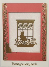Cat In Window Outline Sticker  4056