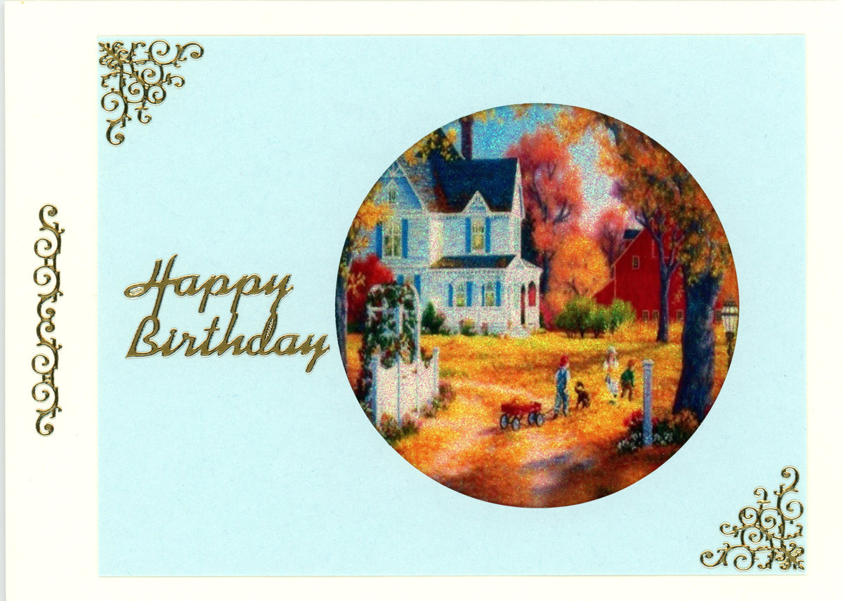 GlitterFilm and Vintage Hue 4 Card Kit Country Cottage Squares