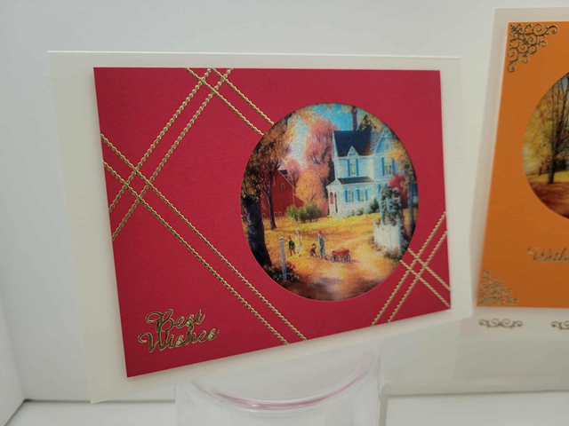 GlitterFilm and Vintage Hue 4 Card Kit Country Cottage Squares