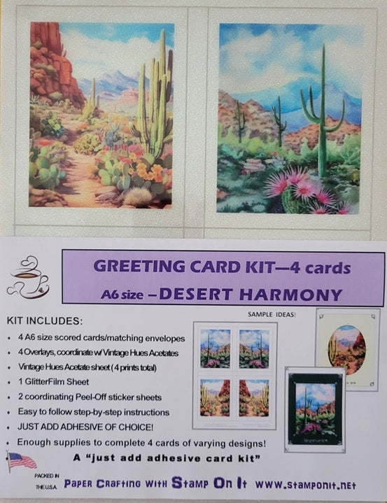 GlitterFilm and Vintage Hue 4 Card Kit Desert Harmony
