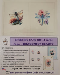 GlitterFilm and Vintage Hue 4 Card Kit Dragonfly Beauty