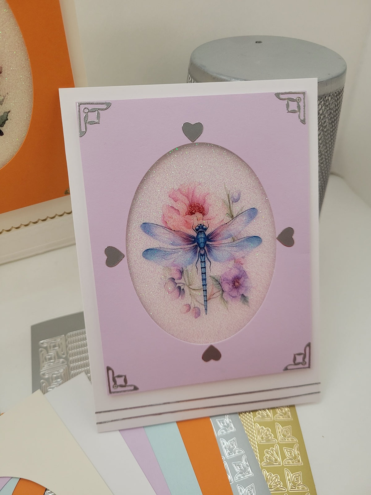 GlitterFilm and Vintage Hue 4 Card Kit Dragonfly Beauty