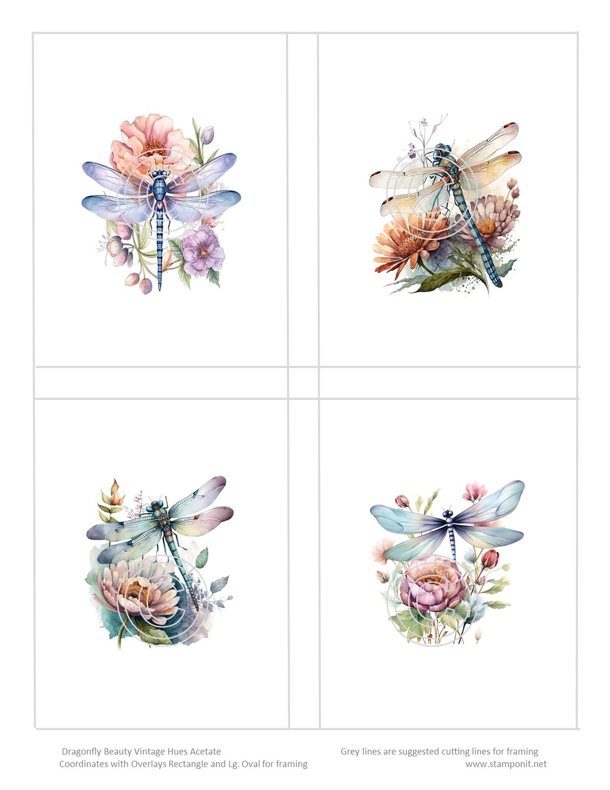 GlitterFilm and Vintage Hue 4 Card Kit Dragonfly Beauty