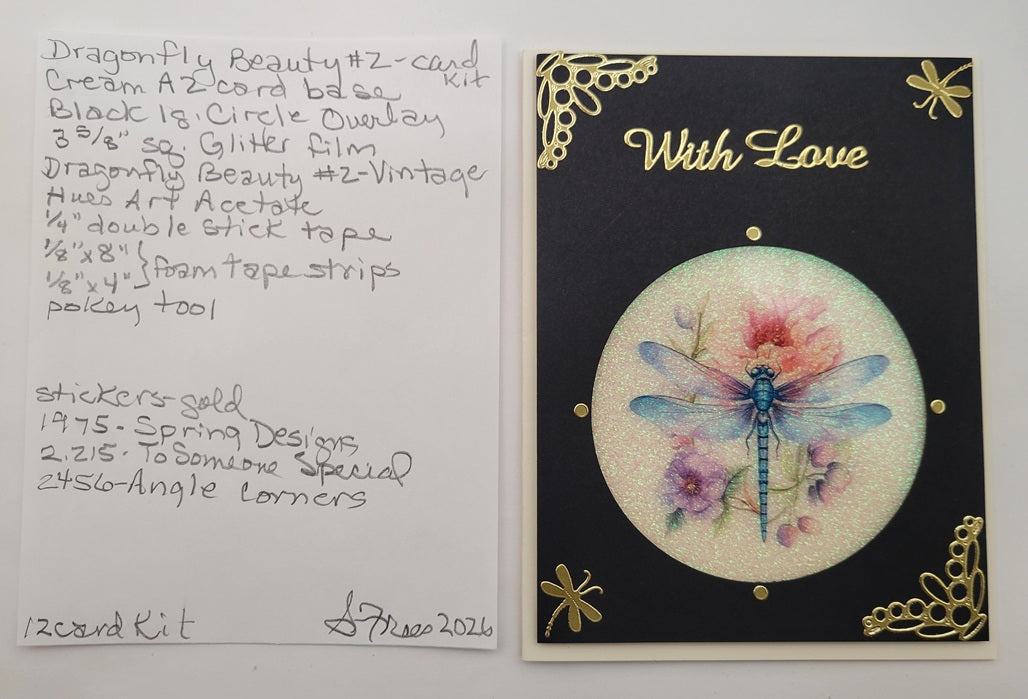 GlitterFilm and Vintage Hue 12 Card Kit Dragonfly Beauty Squares