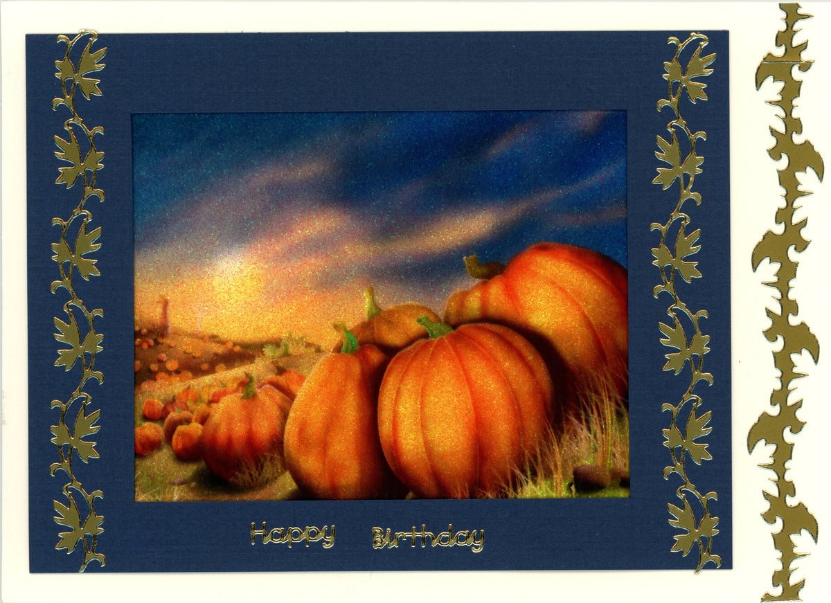 GlitterFilm and Vintage Hue 4 Card Kit, Fall Pumpkin Scene