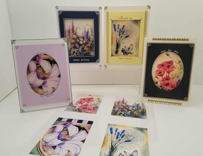 GlitterFilm and Vintage Hue 4 Card Kit Floral 13