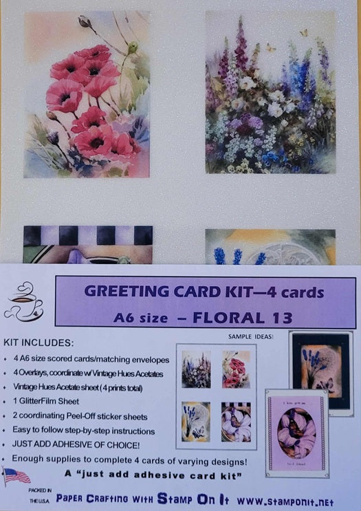 GlitterFilm and Vintage Hue 4 Card Kit Floral 13