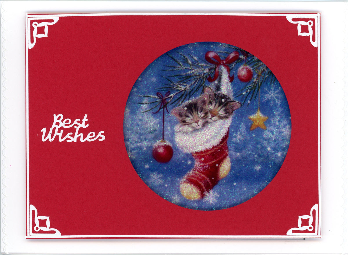 GlitterFilm and Vintage Hue 4 Card Kit Hangin' Around Cat Christmas