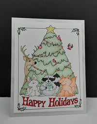 Happy Holidays Animals Art Rubber Stamp  ES 22501 T