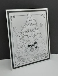 Happy Holidays Animals Art Rubber Stamp  ES 22501 T