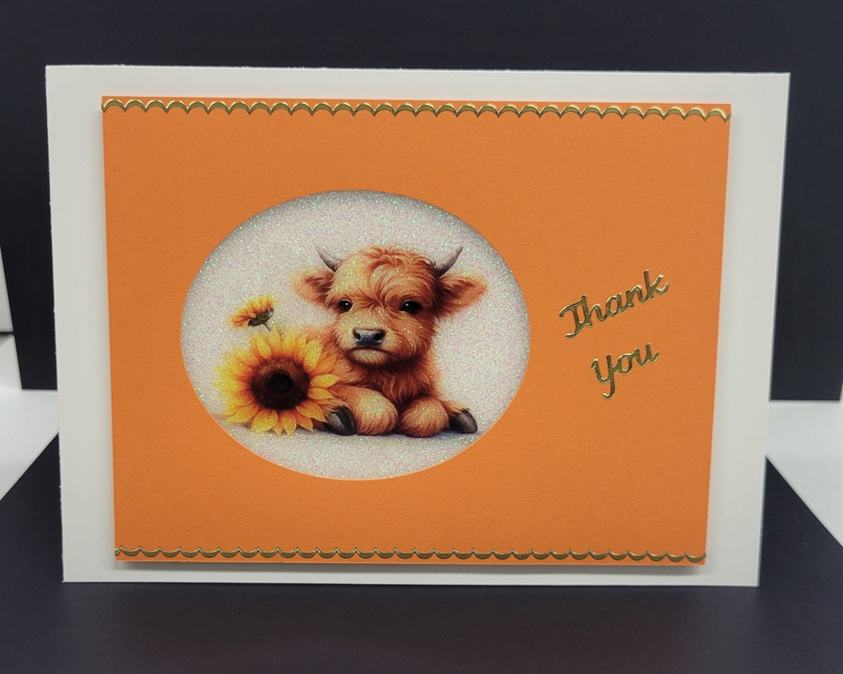 GlitterFilm and Vintage Hue 4 Card Kit Highland Baby Cows