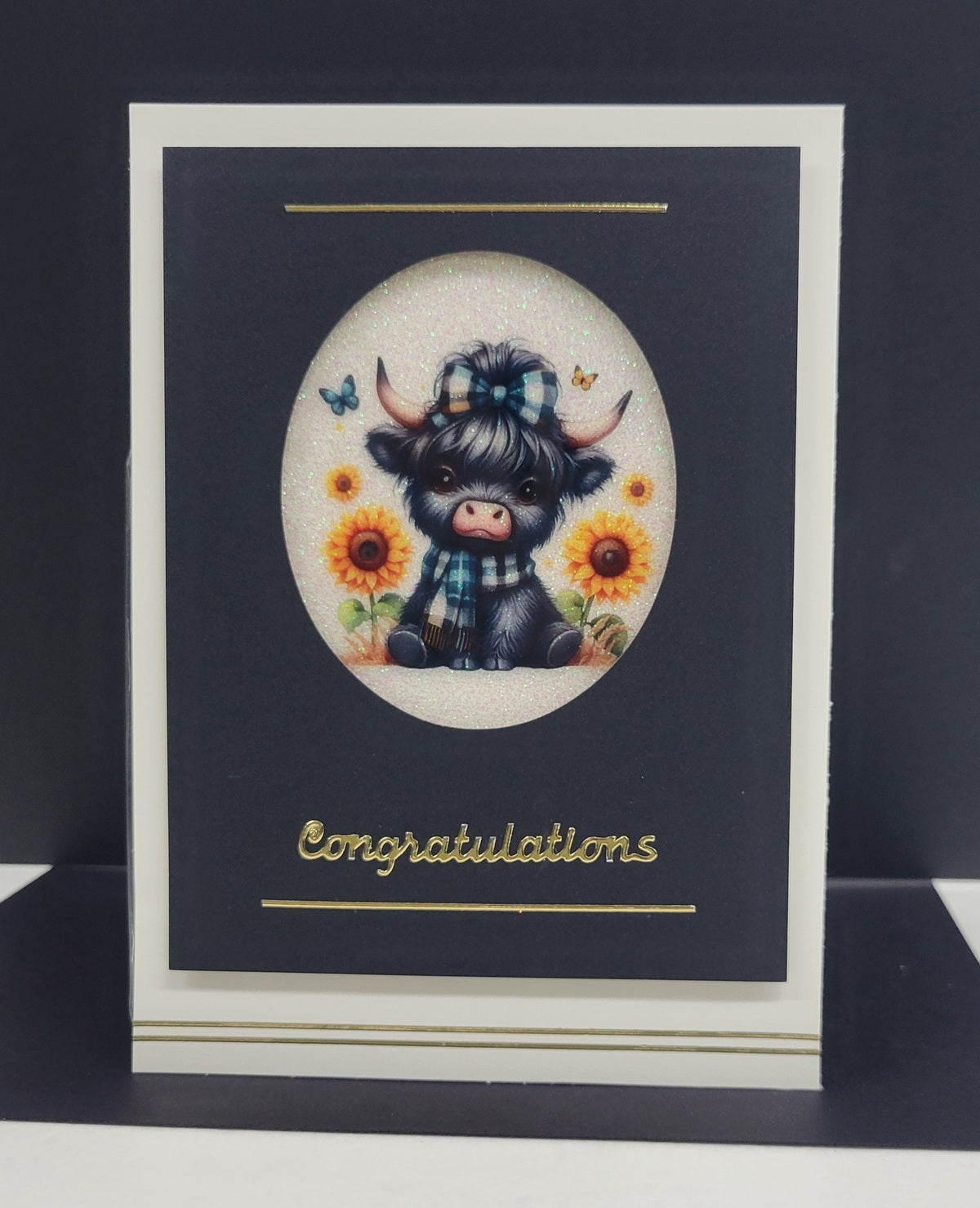 GlitterFilm and Vintage Hue 4 Card Kit Highland Baby Cows