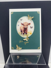 GlitterFilm and Vintage Hue 4 Card Kit Highland Baby Cows