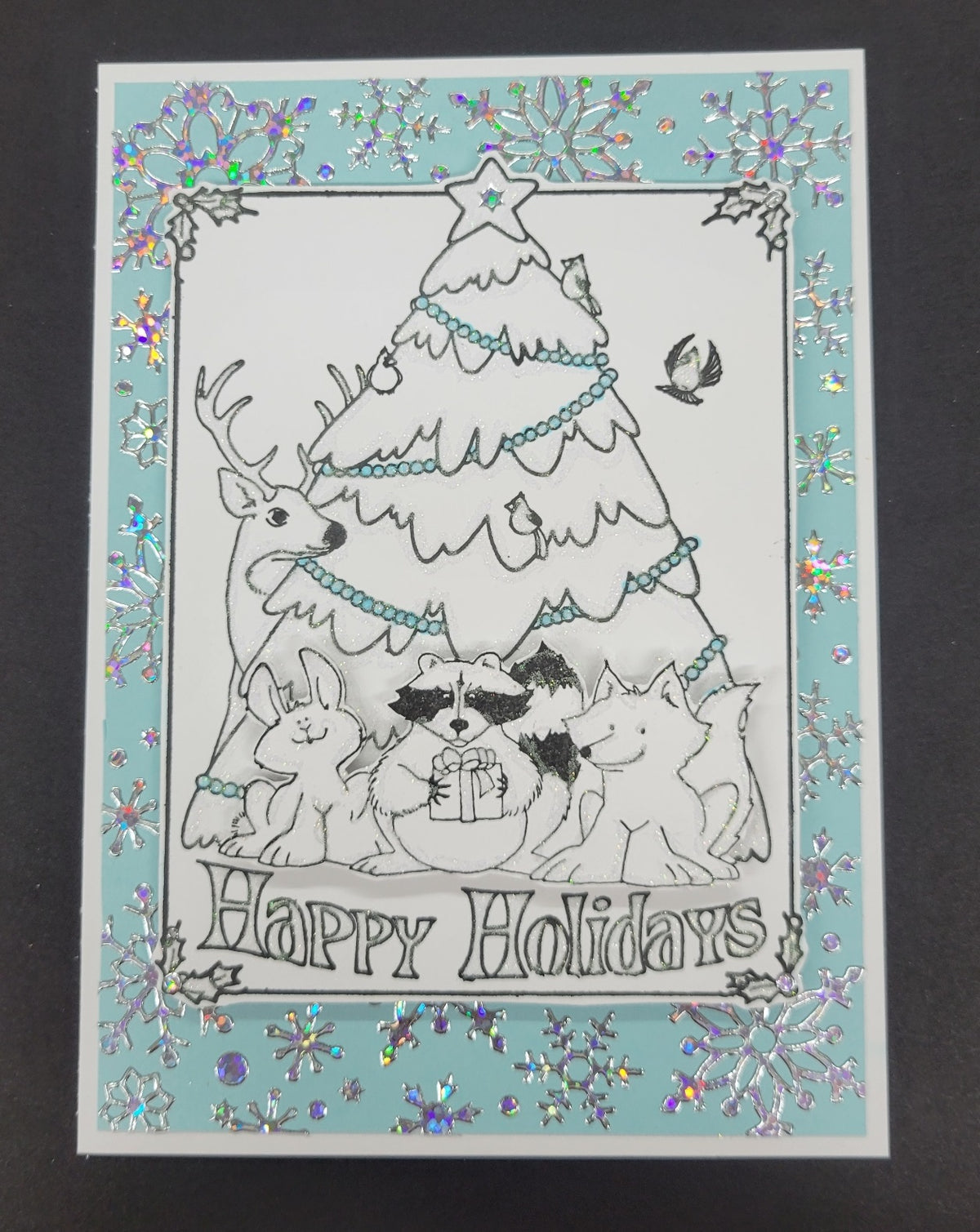 Happy Holidays Animals Art Rubber Stamp  ES 22501 T