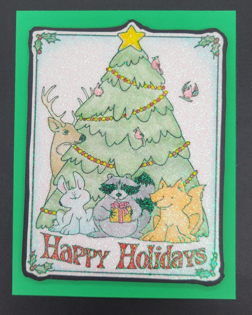 Happy Holidays Animals Art Rubber Stamp  ES 22501 T