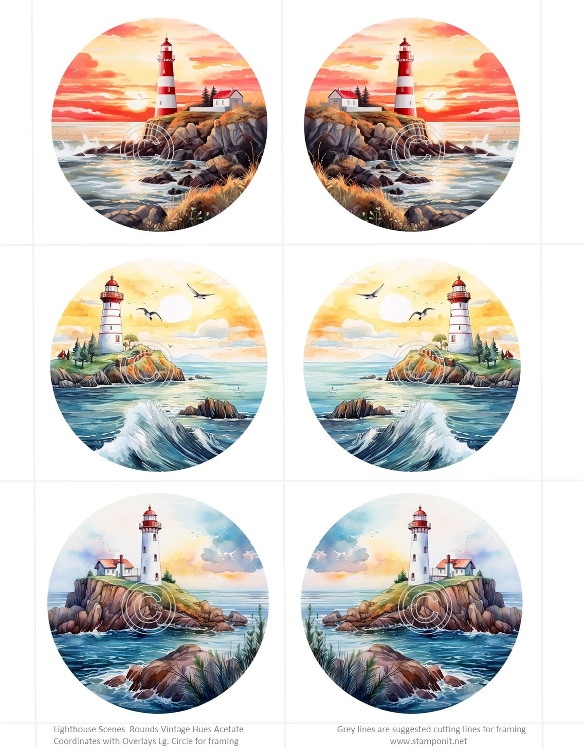 Lighthouse Scenes Rounds Vintage Hue Acetate