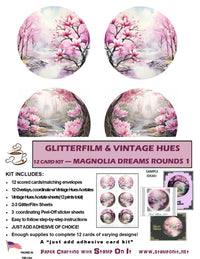 GlitterFilm and Vintage Hue 12 Card Kit Magnolia Dreams Rounds 1