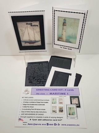 GlitterFilm and Vintage Hue 4 Card Kit Maritime 1