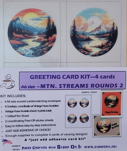 GlitterFilm and Vintage Hue 4 Card Kit Mtn. Streams Rounds 2